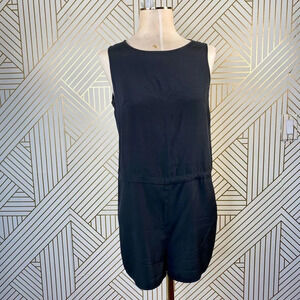 COS Black Silk Sleeveless Shorts Open Back‎ Romper